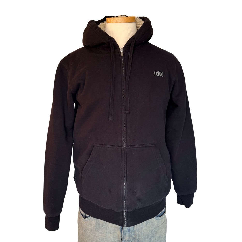 O'Neill Hoodie Men Medium Black Excellent Sherpa Lined Full Zip Surf Sweatshirt - Picture 6 of 13